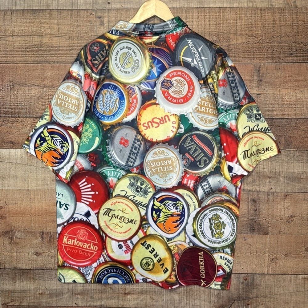 Obnoxious Golf Polo Shirt Men’s size XL Beer Bottle Cap All Over Print - Picture 4 of 6